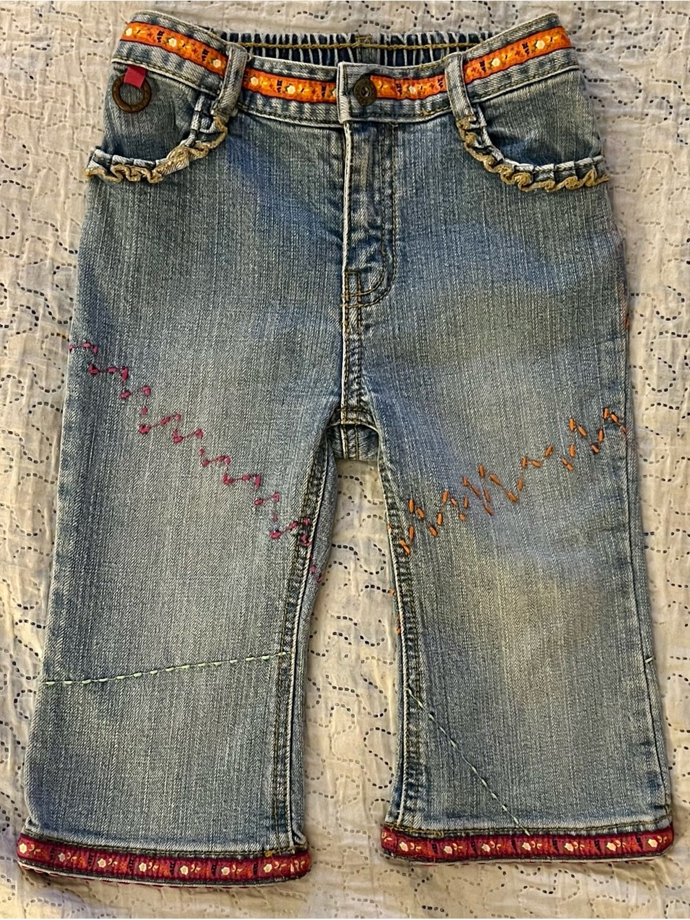 Vintage Y2K Embroidered Embellished Jean Capris